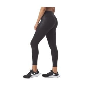 Glyder High Power II Full Length Athletic Leggings Black Pebble Gloss NWT, Large